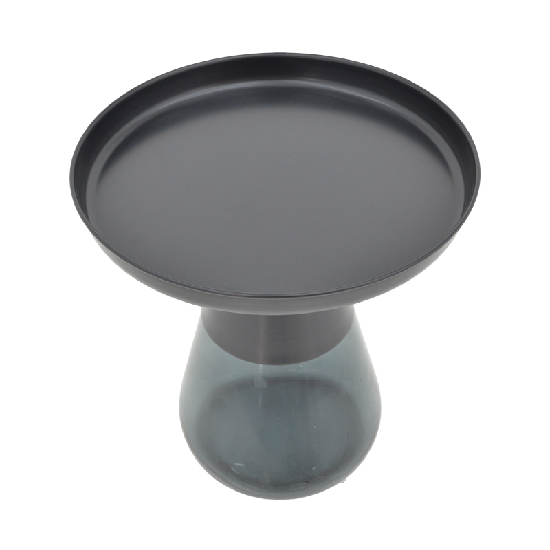 Βοηθητικό τραπέζι Kunlo Inart μαύρο μέταλλο-μαύρο γυαλί Φ50x53.5εκ 3