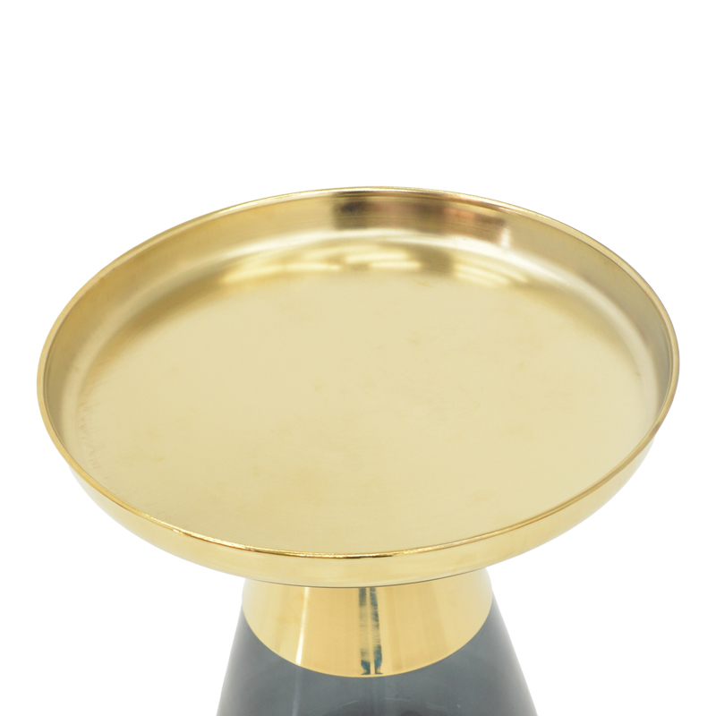 Βοηθητικό τραπέζι Kunlo Inart χρυσό χρώμιο-μαύρο γυαλί Φ50x53.5εκ 4