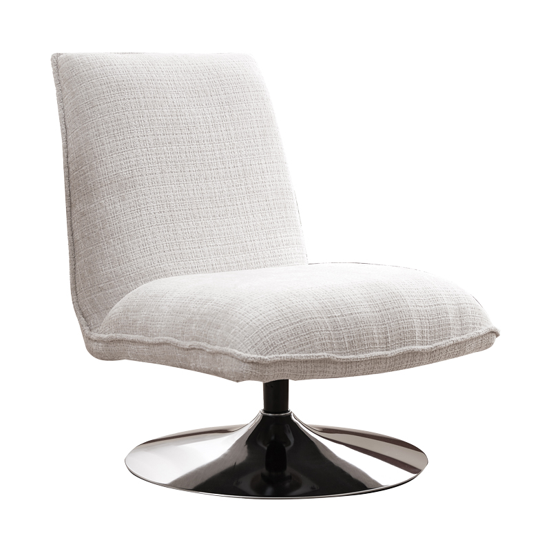 Πολυθρόνα Remona pakoworld περιστρεφόμενη κρεμ ύφασμα-πόδι χρωμίου 63x80x80εκ 1