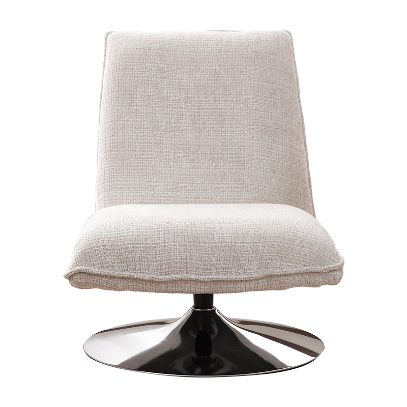 Πολυθρόνα Remona pakoworld περιστρεφόμενη κρεμ ύφασμα-πόδι χρωμίου 63x80x80εκ 5