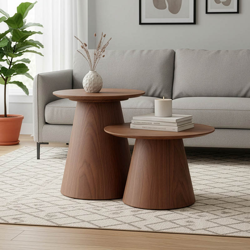 Τραπέζια σαλονιού Kayano pakoworld σετ 2 τεμ mdf σε καρυδί απόχρωση 1