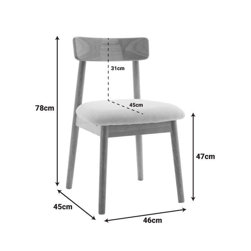 Καρέκλα Tullo pakoworld rubberwood σε φυσική απόχρωση 46x45x78εκ 5