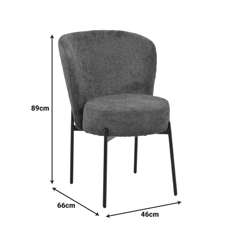 Καρέκλα Houlian pakoworld ανθρακί ύφασμα-πόδι μαύρο μέταλλο 44x66x89εκ 9