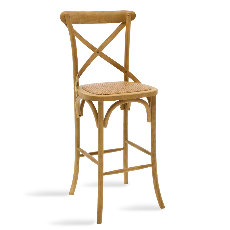 Σκαμπό μπαρ Reid pakoworld ξύλο sonoma-έδρα καφέ rattan 1