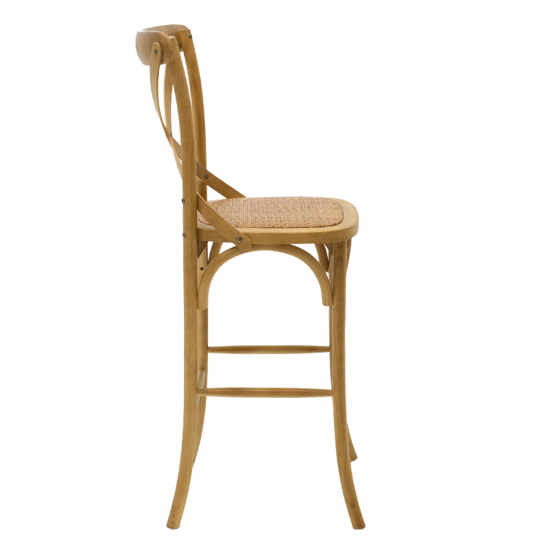 Σκαμπό μπαρ Reid pakoworld ξύλο sonoma-έδρα καφέ rattan 3
