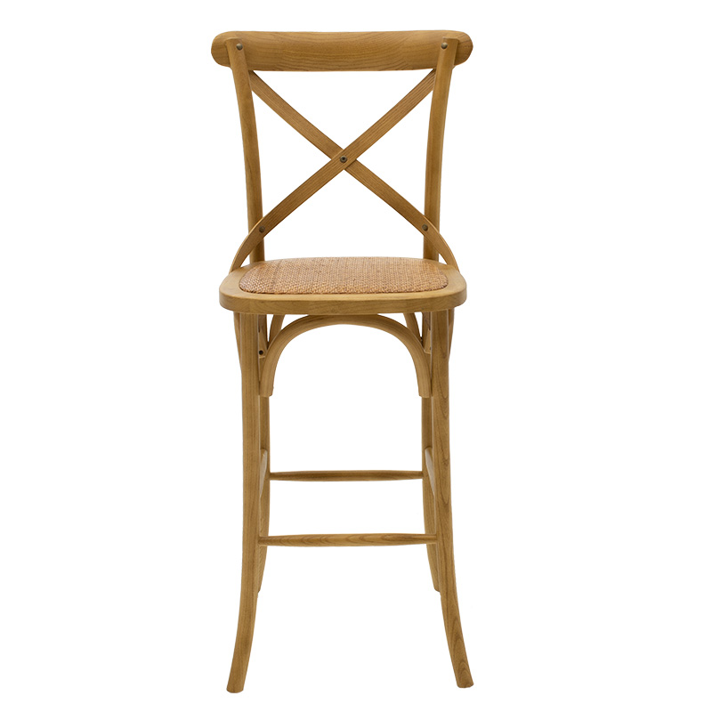 Σκαμπό μπαρ Reid pakoworld ξύλο sonoma-έδρα καφέ rattan 4
