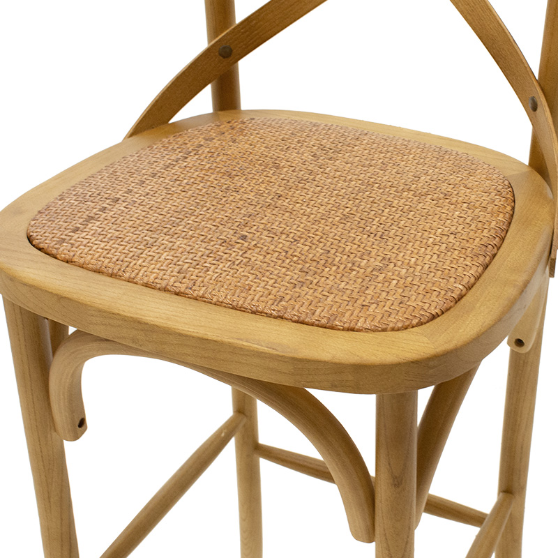 Σκαμπό μπαρ Reid pakoworld ξύλο sonoma-έδρα καφέ rattan 6