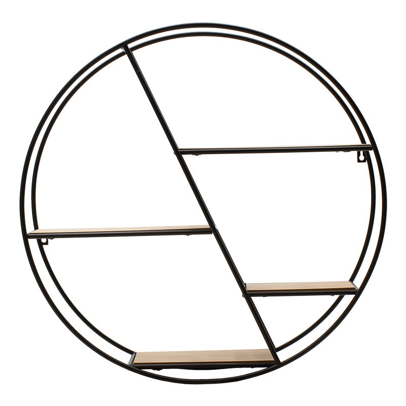 Ραφιέρα τοίχου Azira pakoworld μεταλλική χρώμα μαύρο-φυσικό 60x13x60εκ 1