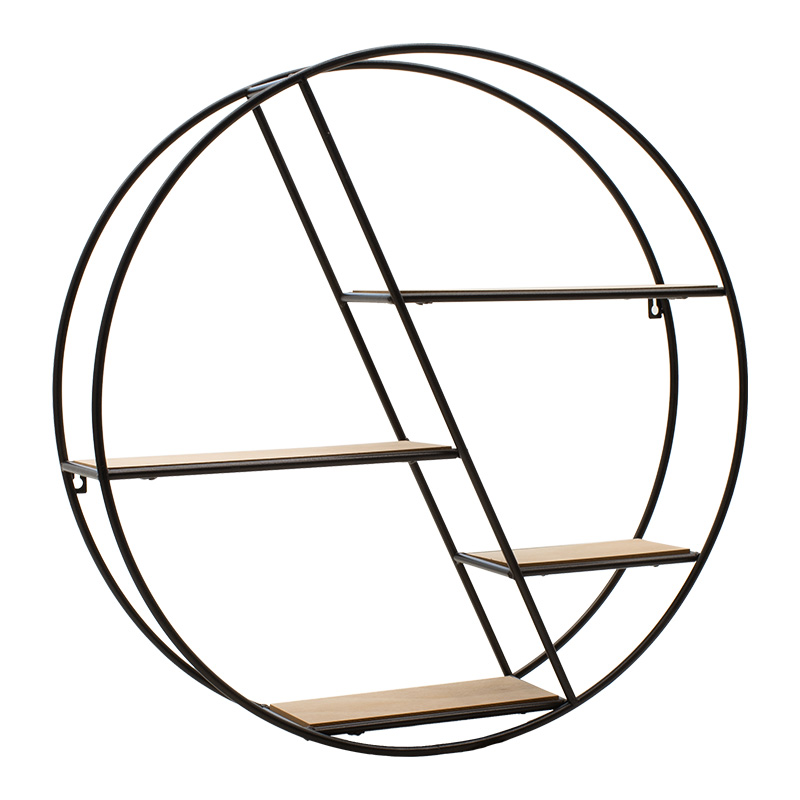 Ραφιέρα τοίχου Azira pakoworld μεταλλική χρώμα μαύρο-φυσικό 60x13x60εκ 3