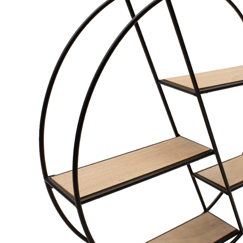 Ραφιέρα τοίχου Azira pakoworld μεταλλική χρώμα μαύρο-φυσικό 60x13x60εκ 4