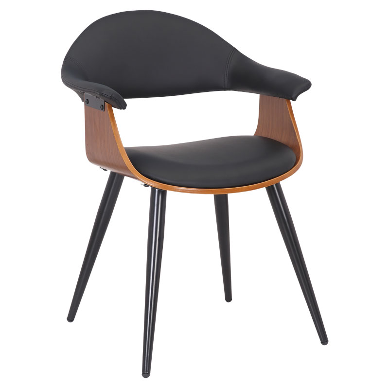 Πολυθρόνα Austen pakoworld PU μαύρο-πόδι καρυδί 1