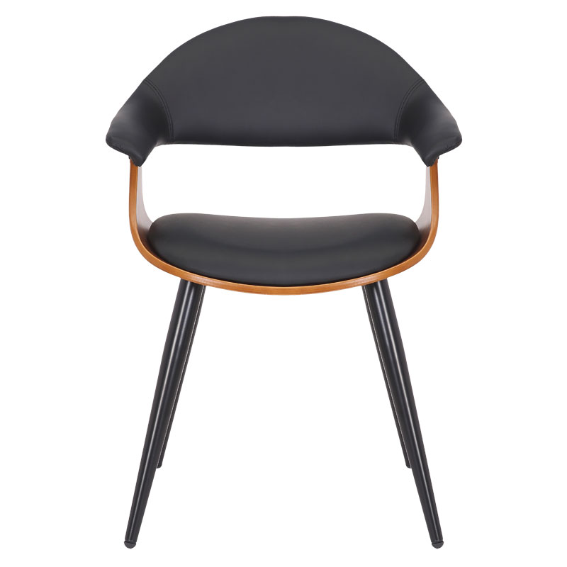 Πολυθρόνα Austen pakoworld PU μαύρο-πόδι καρυδί 2