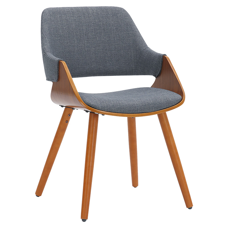 Πολυθρόνα Allegra pakoworld ύφασμα γκρι-πόδι καρυδί 1