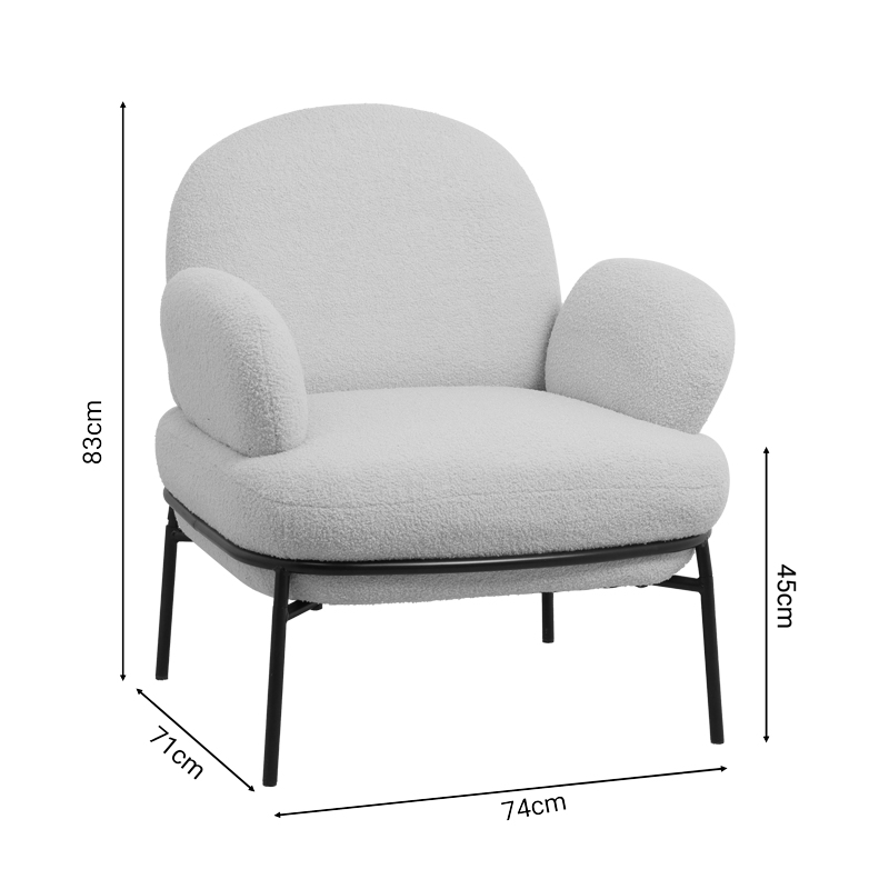 Πολυθρόνα Jaycob pakoworld μπουκλέ μπεζ-πόδι μαύρο μέταλλο 74x71x83εκ 5