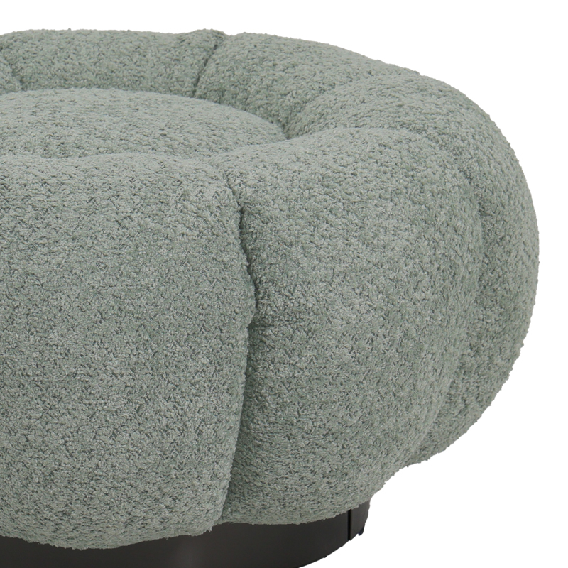 Σκαμπό Nester pakoworld μπουκλέ ύφασμα σε φυστικί απόχρωση Φ60x31εκ 2