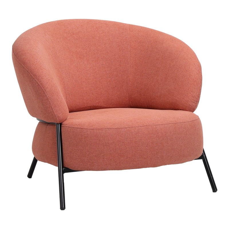 Πολυθρόνα Jennie pakoworld ύφασμα σε κεραμιδι απόχρωση με μαύρα μεταλλικά πόδια 84x84x71,5εκ 1