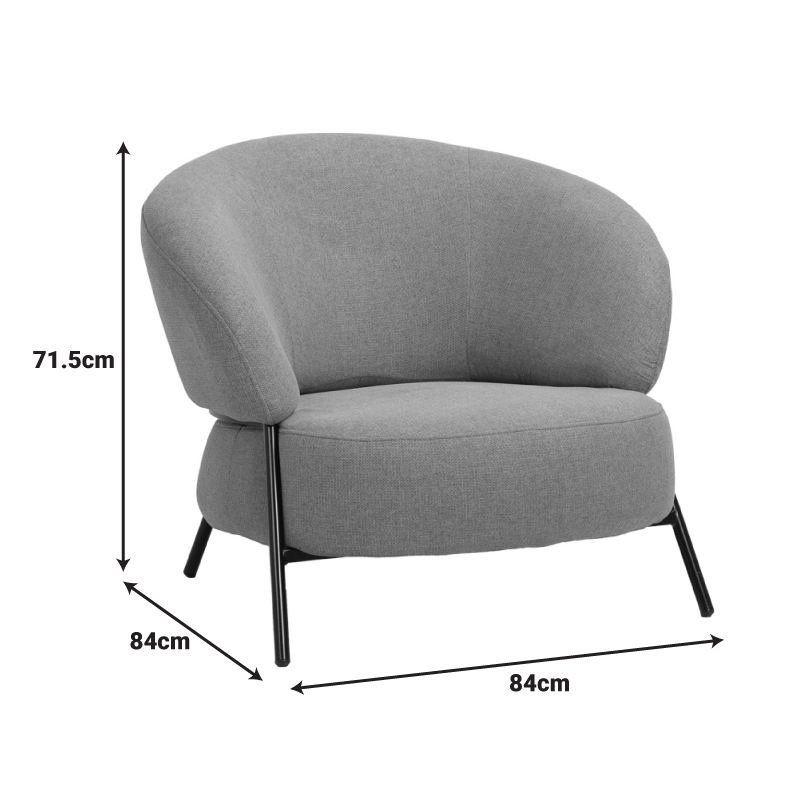 Πολυθρόνα Jennie pakoworld ύφασμα σε κεραμιδι απόχρωση με μαύρα μεταλλικά πόδια 84x84x71,5εκ 5