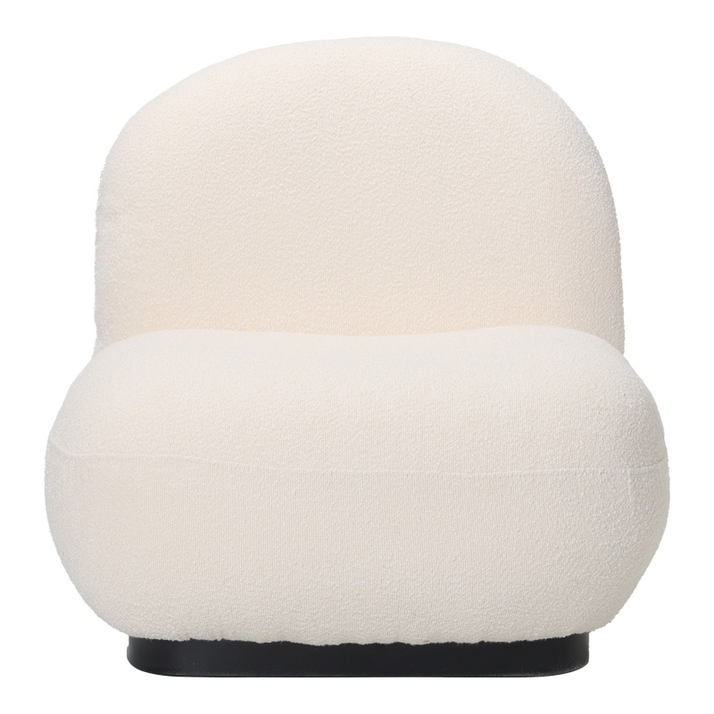 Πολυθρόνα Rosalie pakoworld μπουκλέ ύφασμα σε κρεμ απόχρωση με μαύρη βάση 85x82x77εκ 3