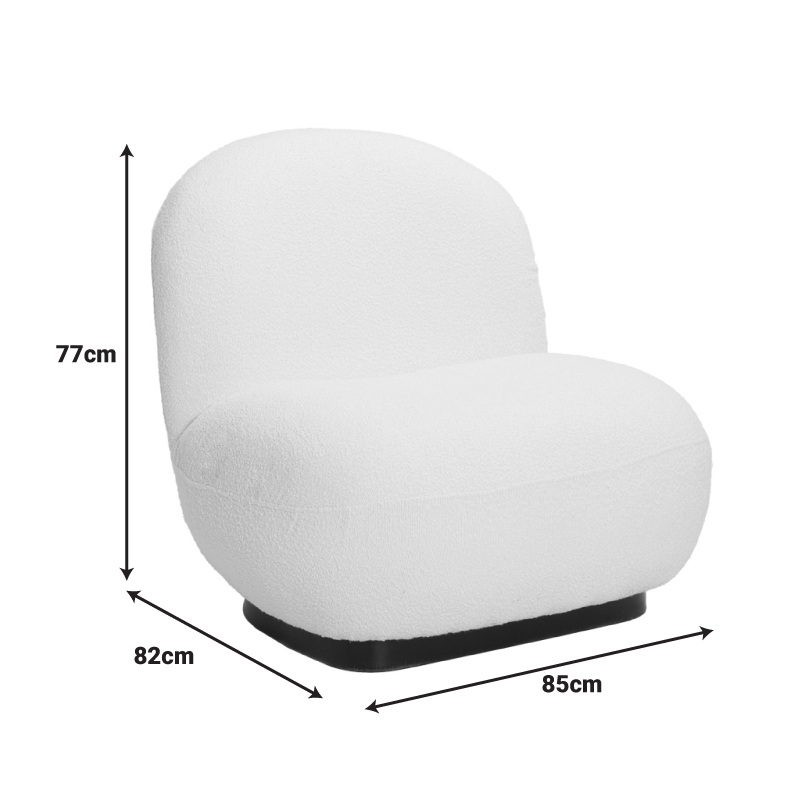 Πολυθρόνα Rosalie pakoworld μπουκλέ ύφασμα σε ανθρακί απόχρωση με μαύρη βάση 85x82x77εκ 5