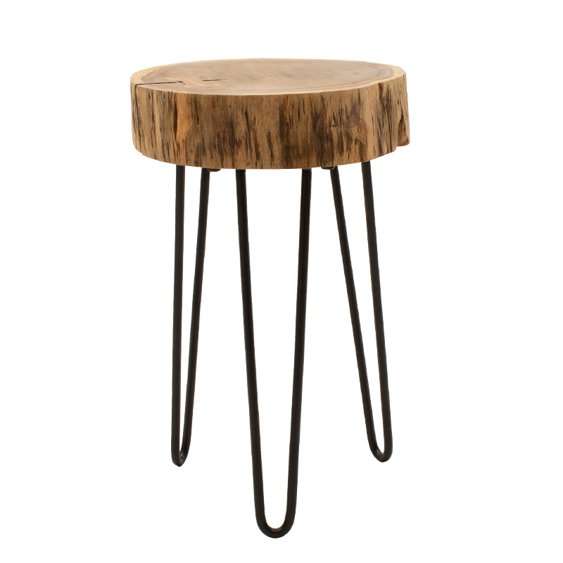 Βοηθητικό τραπέζι σαλονιού Tripp pakoworld μασίφ ξύλο 6,5-7εκ καρυδί-πόδι μαύρο 32x30x47εκ 3