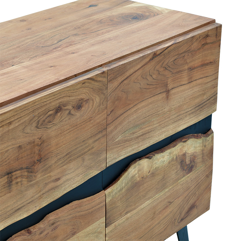 Μπουφές Imena pakoworld μασίφ ξύλο 4εκ φυσικό-μαύρο 148x43.5x86εκ 7