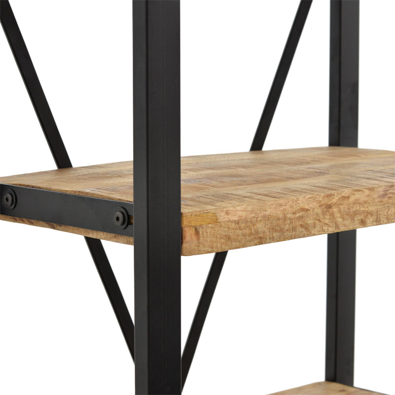 Βιβλιοθήκη Miles pakoworld μασίφ ξύλο mango φυσικό-μαύρο 80x40x180εκ 4