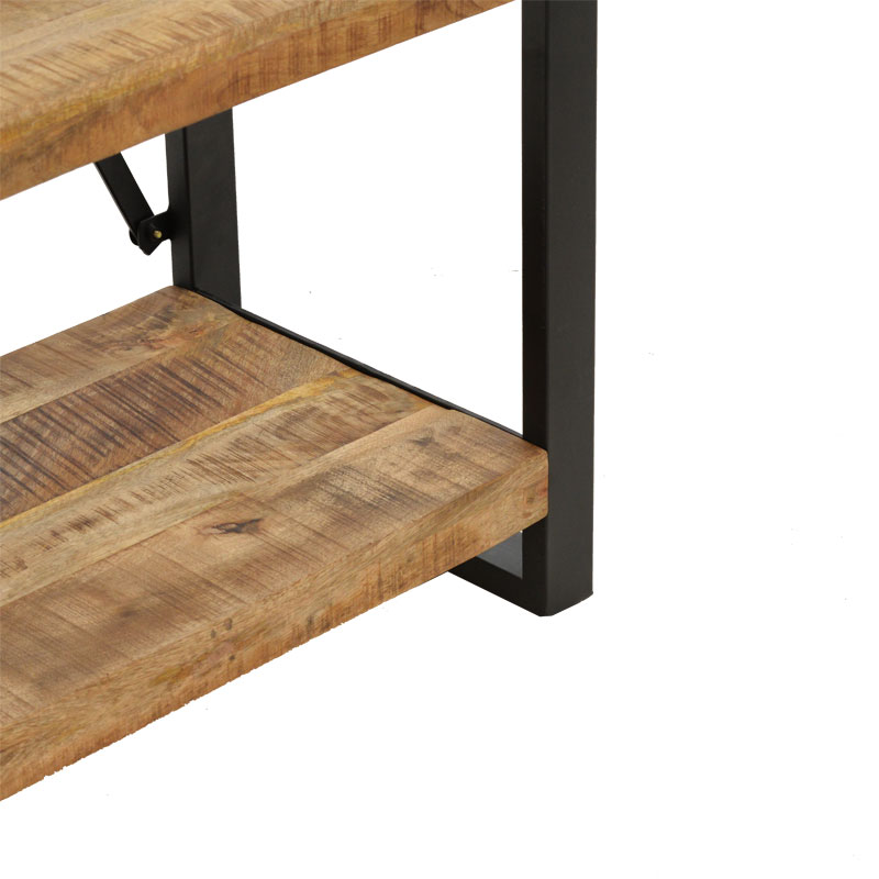 Βιβλιοθήκη Miles pakoworld μασίφ ξύλο mango φυσικό-μαύρο 80x40x180εκ 5