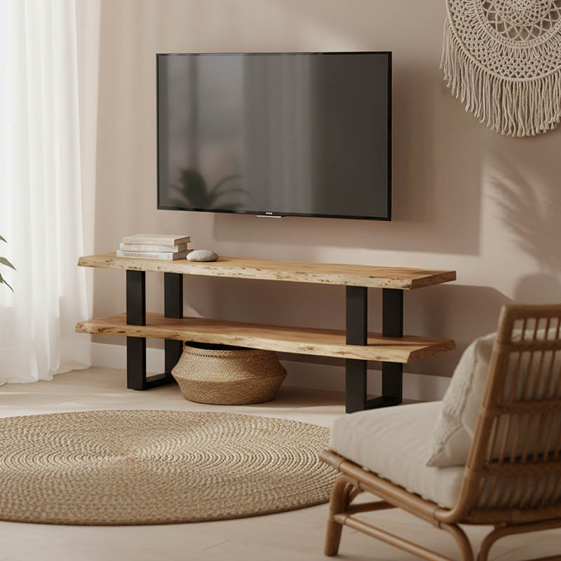 Έπιπλο τηλεόρασης Fuji pakoworld φυσικό μασίφ ξύλο ακακίας 140x40x52εκ 1