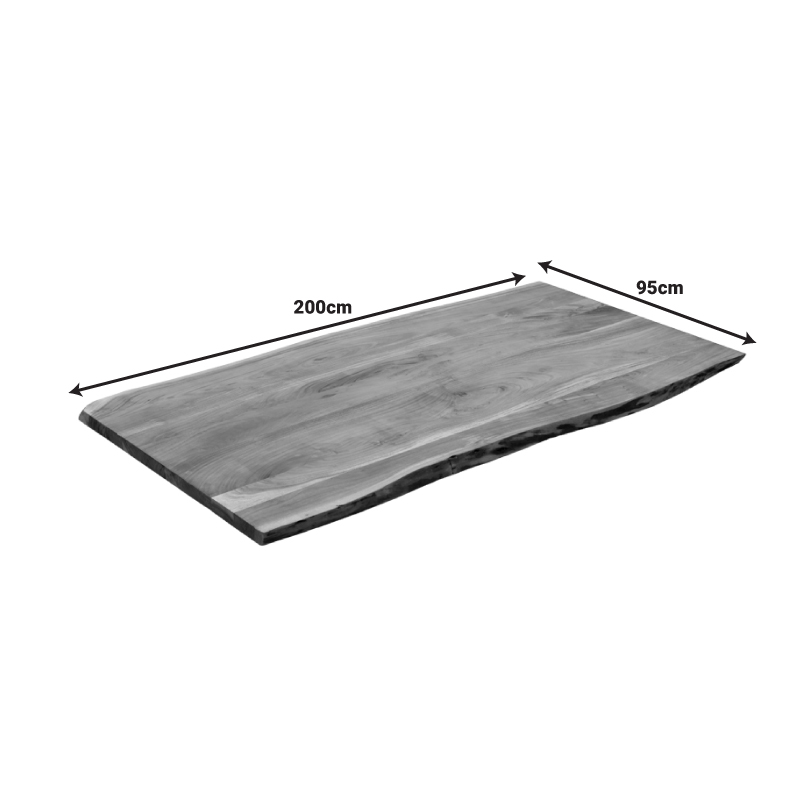 Επιφάνεια τραπεζιού Emilio pakoworld μασίφ ξύλο ακακίας σε φυσική απόχρωση 200x95x3.6εκ 5