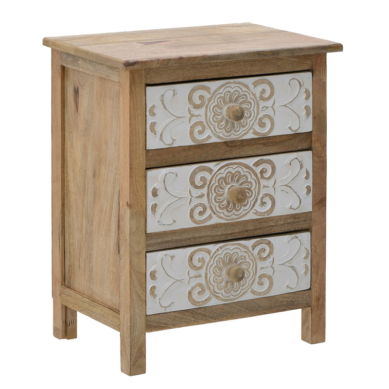 Συρταριέρα Inart 3-50-245-0017 ξύλο φυσικό-λευκό 50x32x61εκ 1