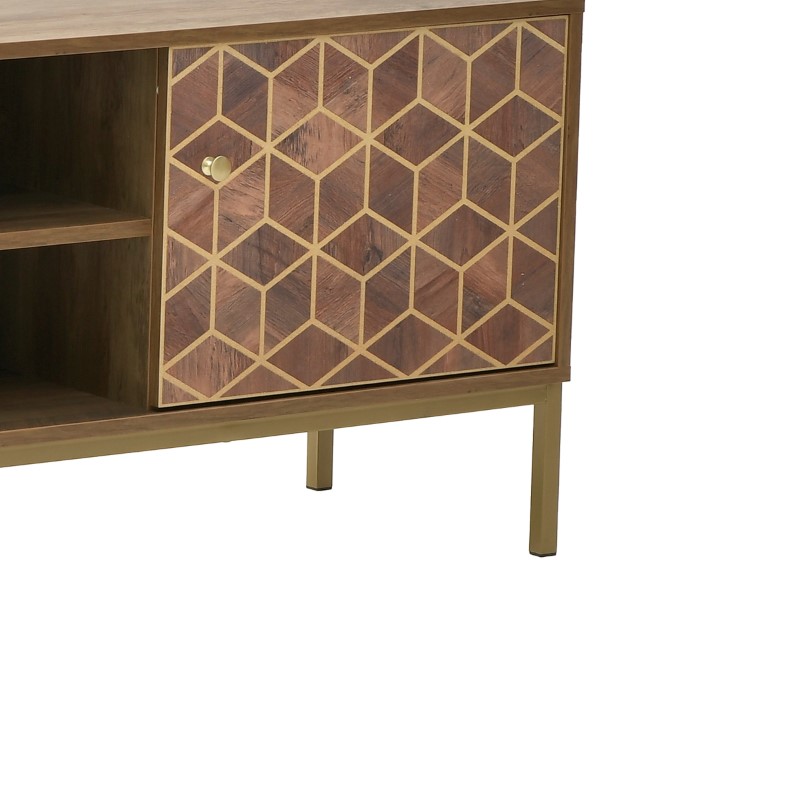 Έπιπλο τηλεόρασης Brilo Inart καφέ-χρυσό ξύλο 145x39x55εκ 3