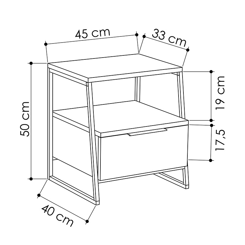 Κομοδίνο Johana pakoworld μαύρο-εκρού 45x40x50εκ 4