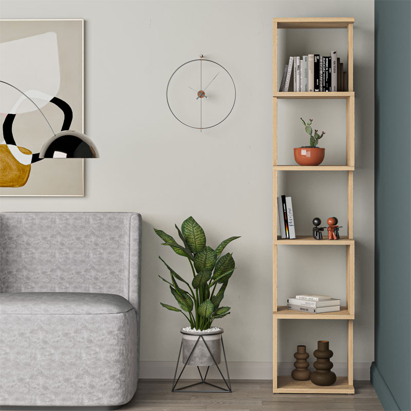 Βιβλιοθήκη - στήλη Piri pakoworld oak μελαμίνης 35x30x161εκ 2