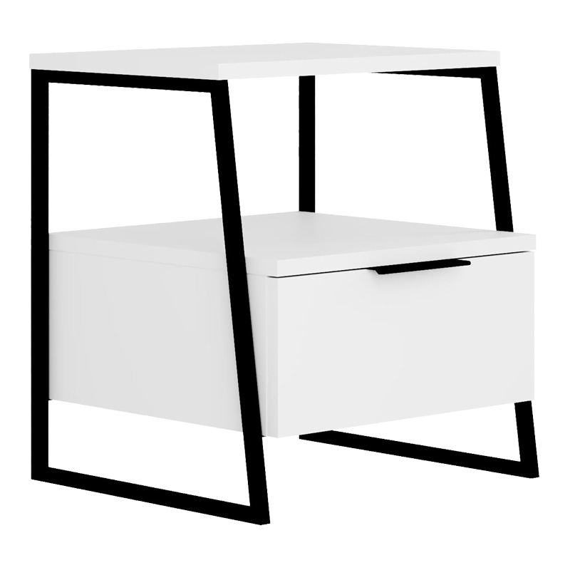 Κομοδίνο Johana pakoworld μαύρο-λευκό 45x40x50εκ 1