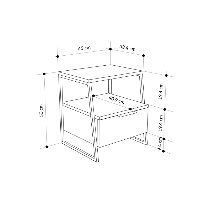 Κομοδίνο Johana pakoworld μαύρο-λευκό 45x40x50εκ 4