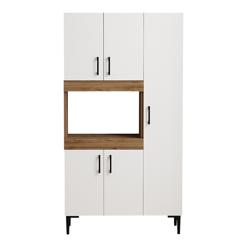 Ντουλάπα κουζίνας Defne pakoworld χρώμα λευκό-καρυδί 89x37.5x160εκ 5