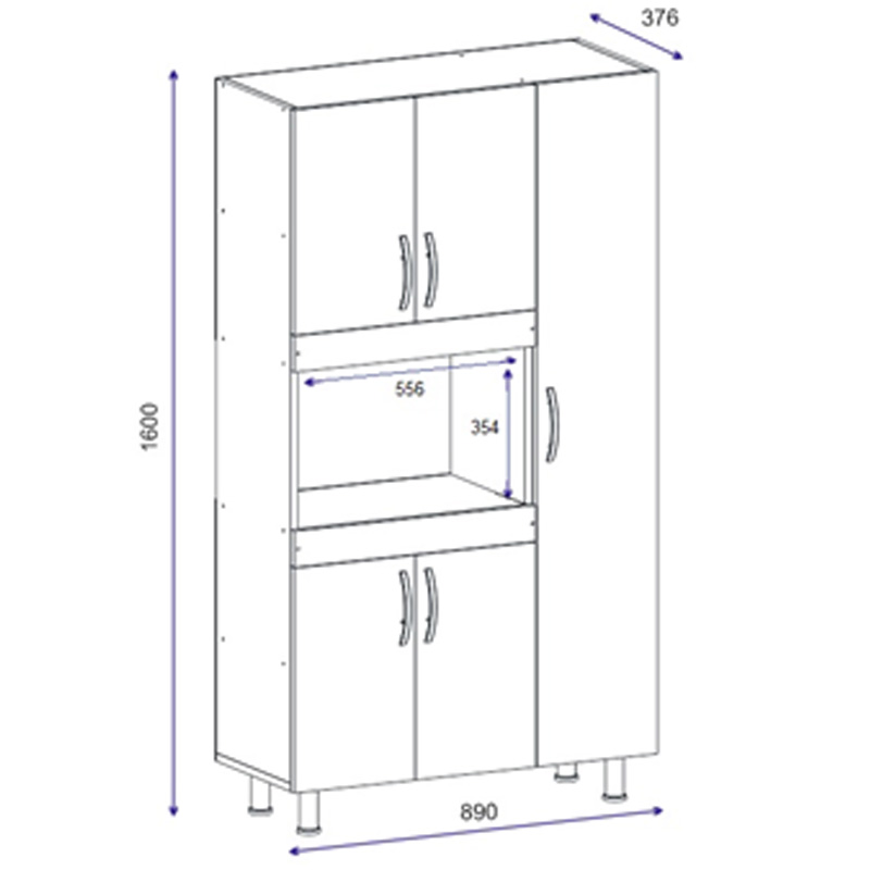 Ντουλάπα κουζίνας Defne pakoworld χρώμα λευκό-καρυδί 89x37.5x160εκ 6