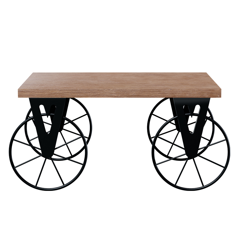 Τραπέζι σαλονιού Bike pakoworld χρώμα μαύρο-καρυδί 85x55x41εκ 3