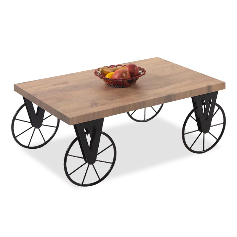 Τραπέζι σαλονιού Bike pakoworld χρώμα μαύρο-καρυδί 85x55x41εκ 4