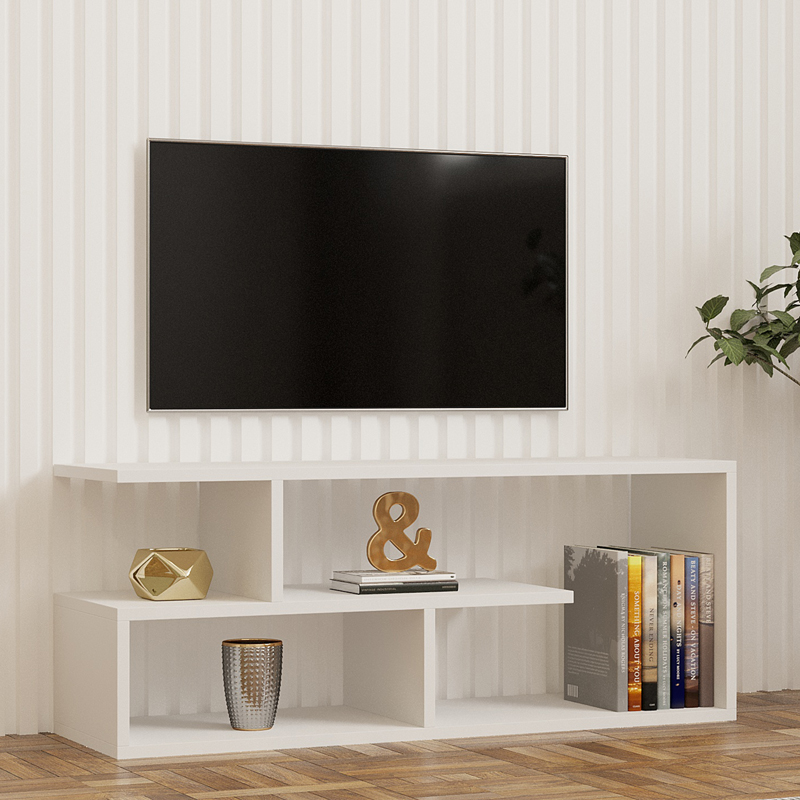 Έπιπλο τηλεόρασης Waldo pakoworld λευκό μελαμίνης 100x29,5x40εκ 2