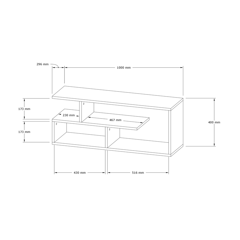 Έπιπλο τηλεόρασης Waldo pakoworld λευκό μελαμίνης 100x29,5x40εκ 4