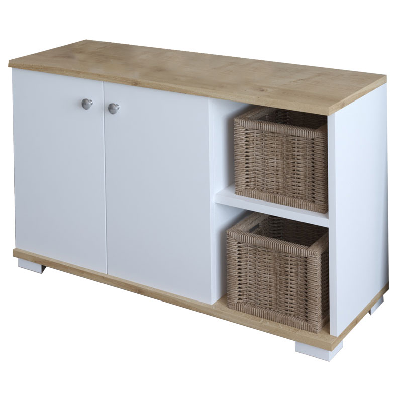 Έπιπλο εισόδου Deril pakoworld λευκό-sonoma 90x33x52.5εκ 1