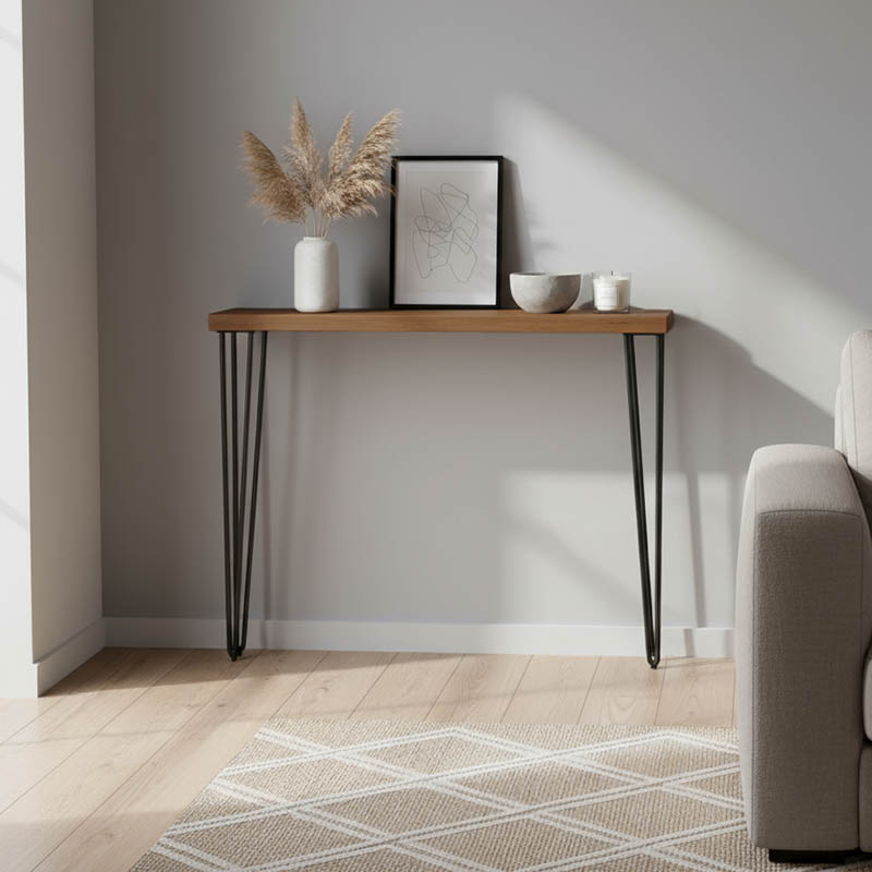 Κονσόλα Tetty pakoworld καρυδί-μαύρο 90x14x75εκ 1