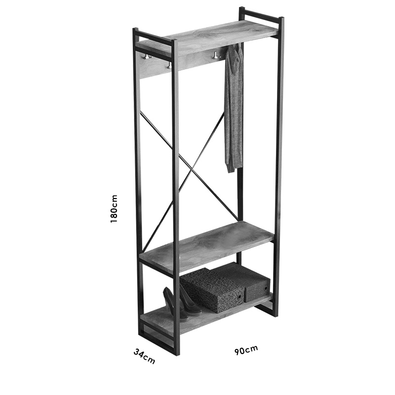 Έπιπλο εισόδου Baker pakoworld καρυδί-μαύρο 90x34x180εκ 3