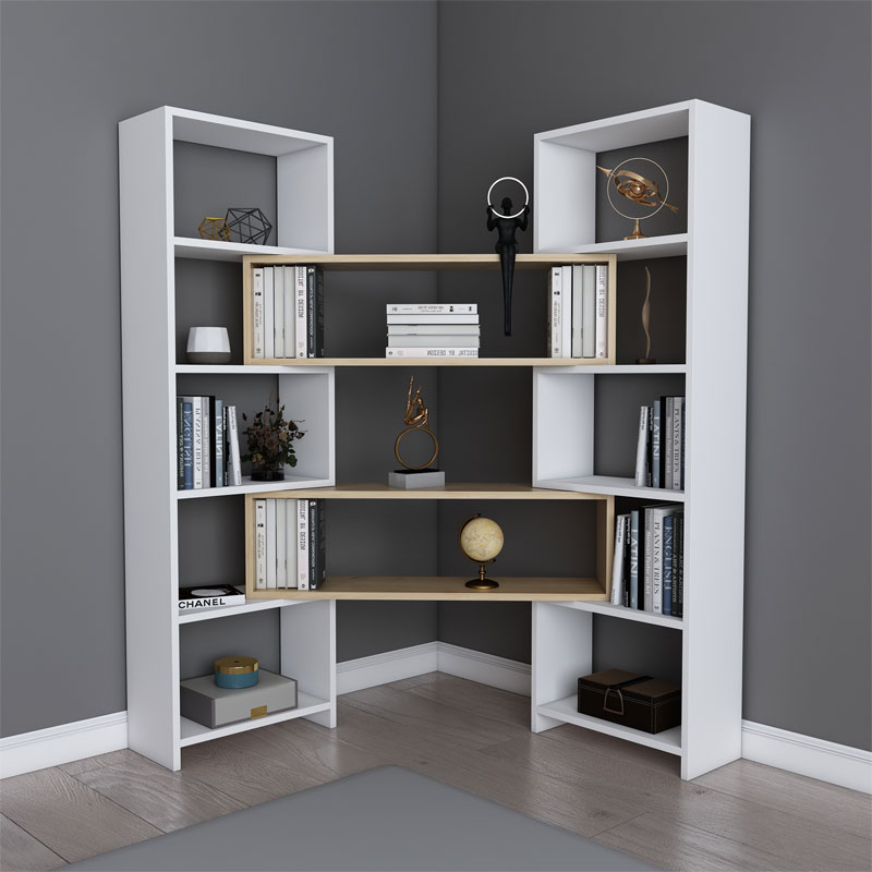 Βιβλιοθήκη Thorin pakoworld επεκτεινόμενη λευκό-φυσικό 163,5x22x150εκ 5