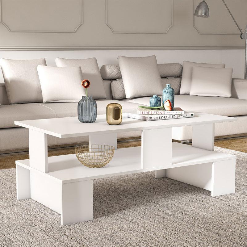 Τραπέζι σαλονιού Olly pakoworld λευκό 120x60x47εκ 1