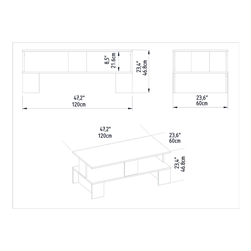 Τραπέζι σαλονιού Olly pakoworld λευκό 120x60x47εκ 3