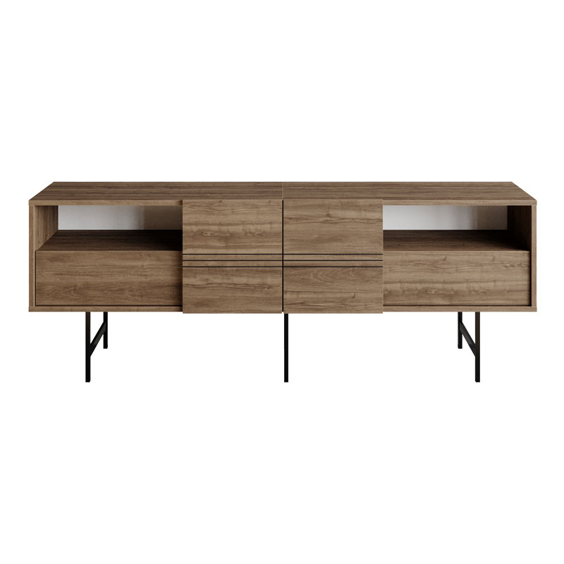 Έπιπλο τηλεόρασης Kevan pakoworld καρυδί-μαύρο πόδι 180x35x65εκ 1