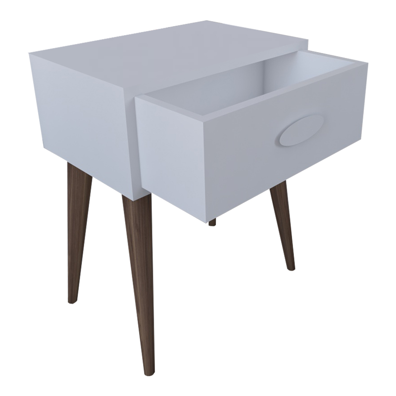 Κομοδίνο Laber pakoworld με ένα συρτάρι λευκό μελαμίνης 45x30x57.5εκ 4