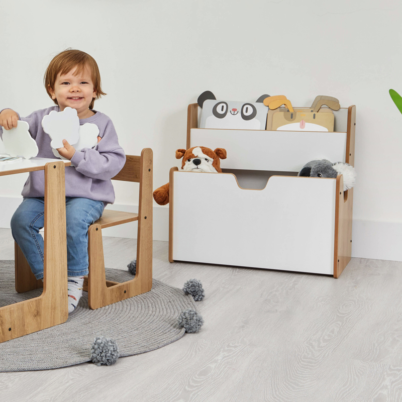 Ραφιέρα Crane pakoworld φυσικό-λευκό mdf 57x34x55εκ 2